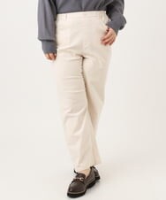 OLLLD02109 eur3(エウルキューブ) 【大きいサイズ】コーデュロイワイドストレートパンツ アイボリー