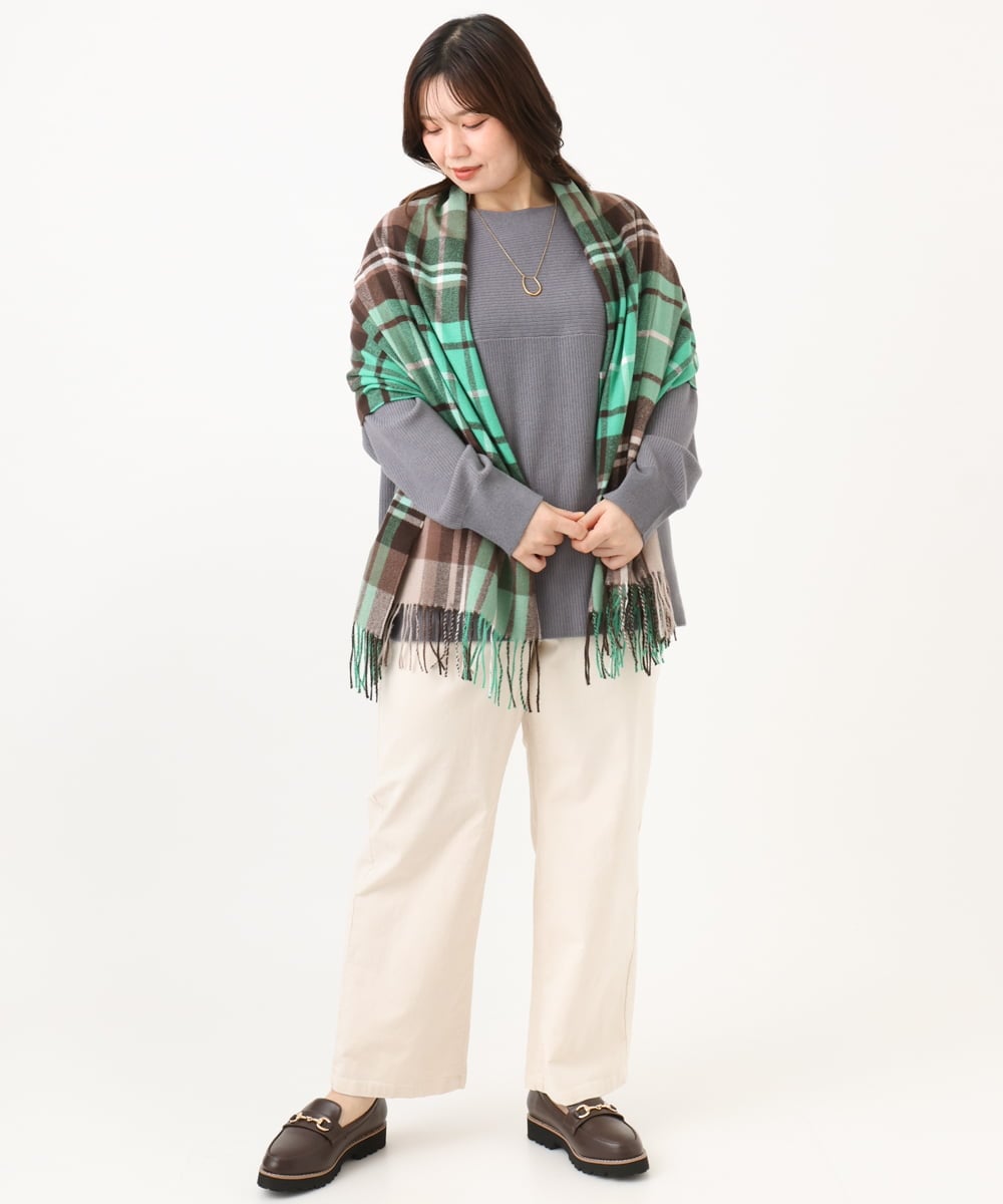 OLLLD02109 eur3(エウルキューブ) 【大きいサイズ】コーデュロイワイドストレートパンツ アイボリー