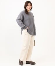 OLLLD02109 eur3(エウルキューブ) 【大きいサイズ】コーデュロイワイドストレートパンツ アイボリー