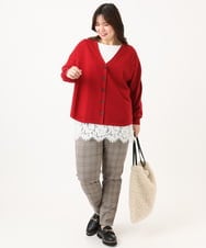 OLLLD10089 eur3(エウルキューブ) 【シリーズ累計販売2万枚！/大きいサイズ】さらさらストレッチ裏起毛テーパードパンツ ダークブラウン