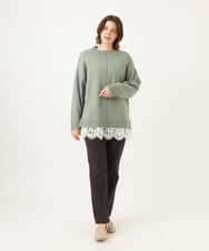 OLLLD10089 eur3(エウルキューブ) 【シリーズ累計販売2万枚！/大きいサイズ】さらさらストレッチ裏起毛テーパードパンツ ダークグレー