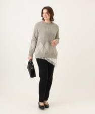 OLLLD10089 eur3(エウルキューブ) 【シリーズ累計販売2万枚！/大きいサイズ】さらさらストレッチ裏起毛テーパードパンツ ブラック