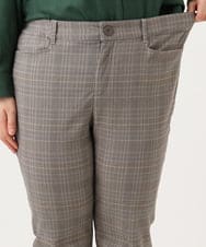 OLLLD11089 eur3(エウルキューブ) 【大きいサイズ】さらさらストレッチ裏起毛ストレートパンツ ダークブラウン