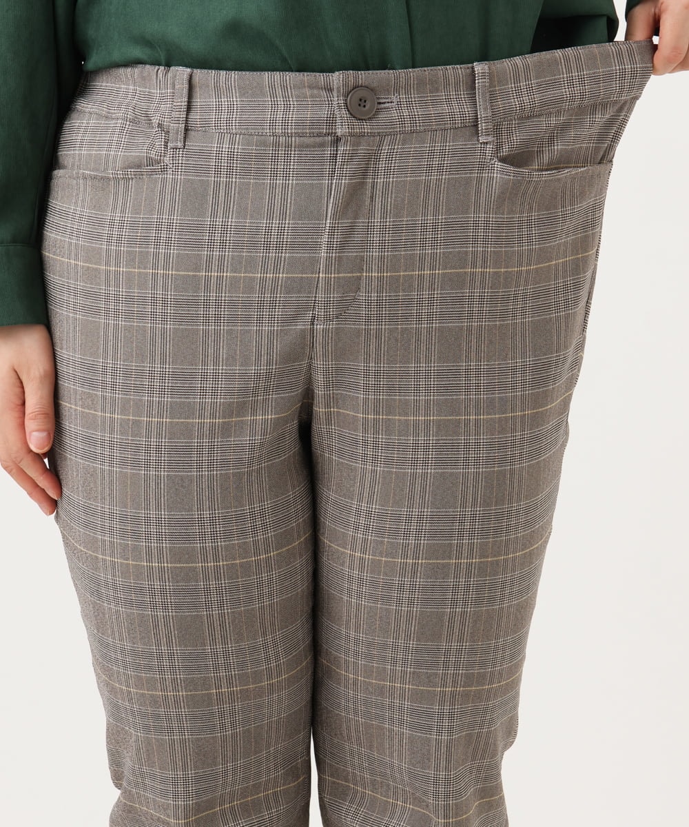 OLLLD11089 eur3(エウルキューブ) 【大きいサイズ】さらさらストレッチ裏起毛ストレートパンツ ダークブラウン