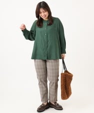 OLLLD11089 eur3(エウルキューブ) 【大きいサイズ】さらさらストレッチ裏起毛ストレートパンツ ダークブラウン