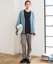 OLLLD11089 eur3(エウルキューブ) 【大きいサイズ】さらさらストレッチ裏起毛ストレートパンツ ダークブラウン
