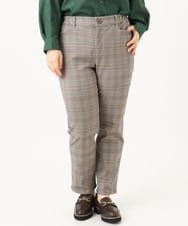 OLLLD11089 eur3(エウルキューブ) 【大きいサイズ】さらさらストレッチ裏起毛ストレートパンツ ダークブラウン