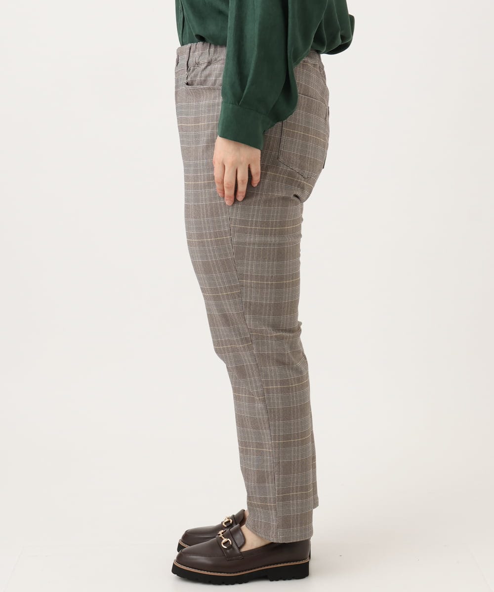 OLLLD11089 eur3(エウルキューブ) 【大きいサイズ】さらさらストレッチ裏起毛ストレートパンツ ダークブラウン