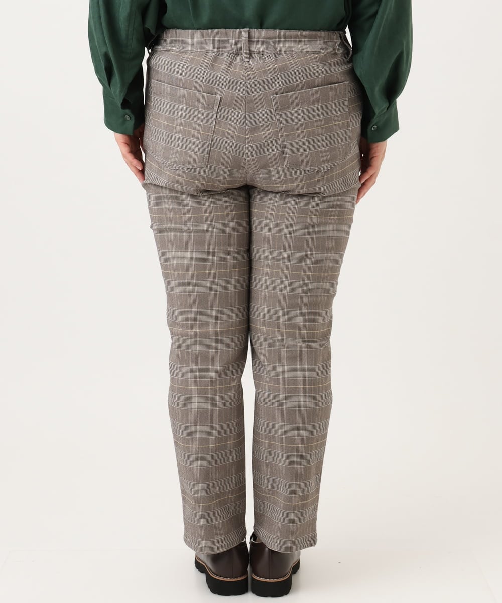 OLLLD11089 eur3(エウルキューブ) 【大きいサイズ】さらさらストレッチ裏起毛ストレートパンツ ダークブラウン