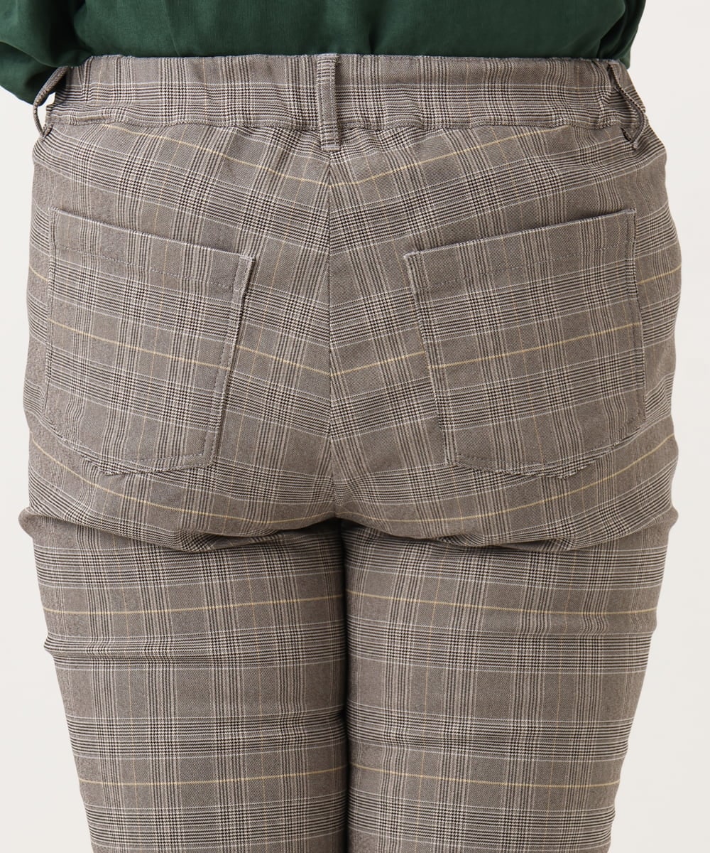 OLLLD11089 eur3(エウルキューブ) 【大きいサイズ】さらさらストレッチ裏起毛ストレートパンツ ダークブラウン