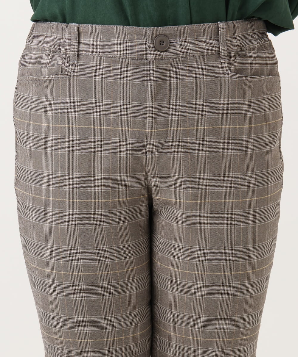 OLLLD11089 eur3(エウルキューブ) 【大きいサイズ】さらさらストレッチ裏起毛ストレートパンツ ダークブラウン