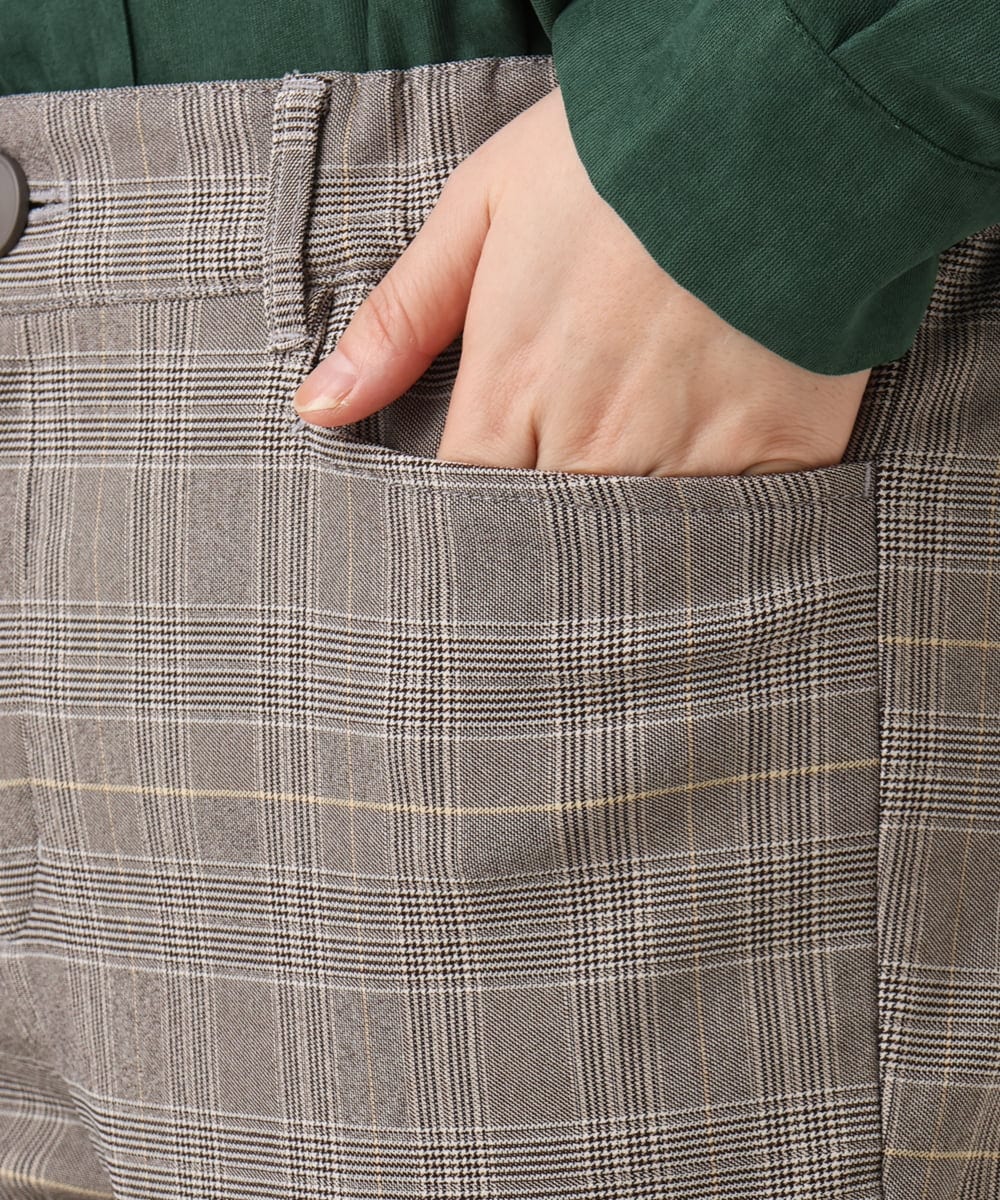 OLLLD11089 eur3(エウルキューブ) 【大きいサイズ】さらさらストレッチ裏起毛ストレートパンツ ダークブラウン