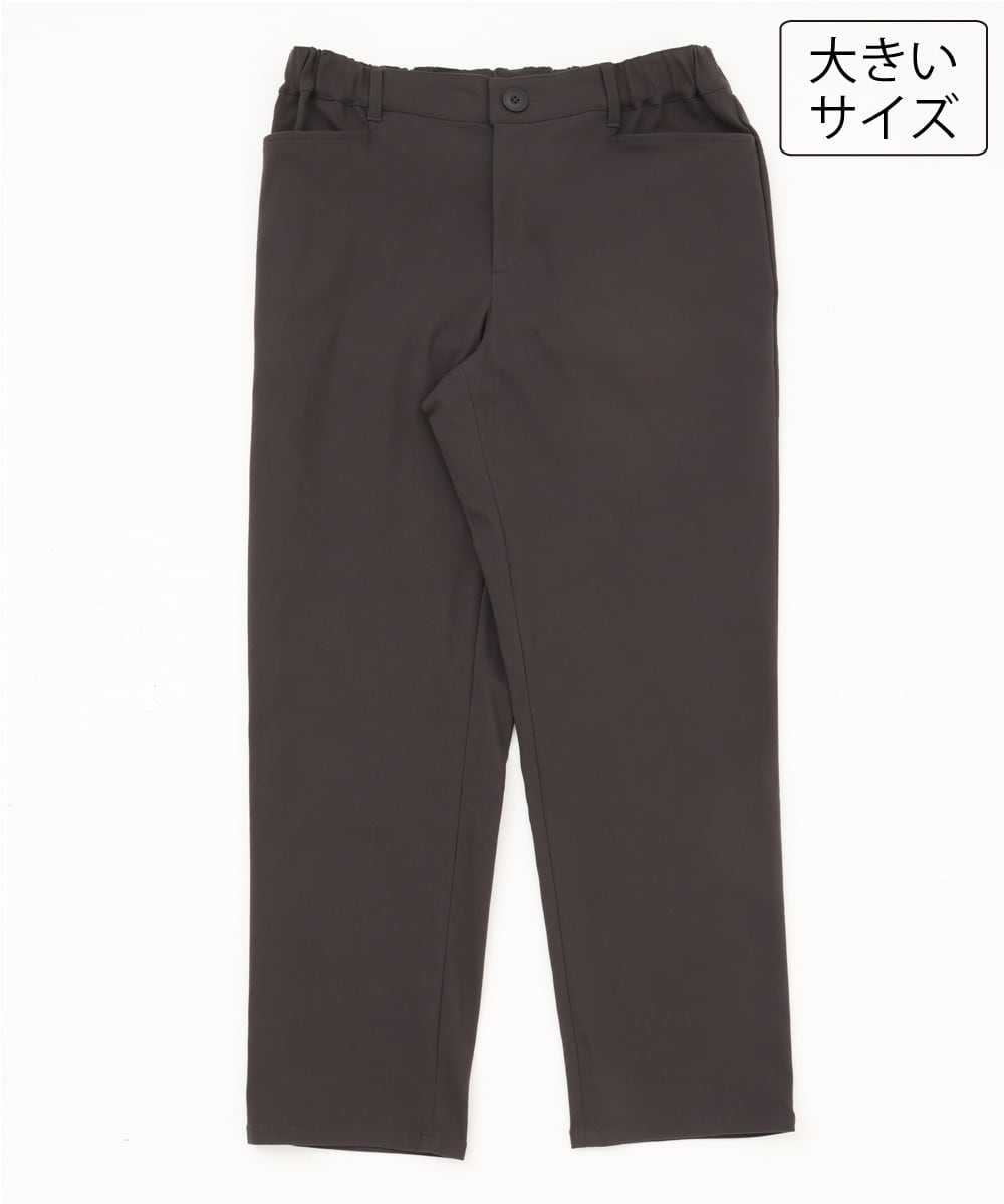 OLLLD11089 eur3(エウルキューブ) 【大きいサイズ】さらさらストレッチ裏起毛ストレートパンツ ダークグレー