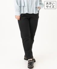 OLLLD11089 eur3(エウルキューブ) 【大きいサイズ】さらさらストレッチ裏起毛ストレートパンツ ブラック