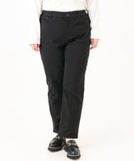 OLLLD11089 eur3(エウルキューブ) 【大きいサイズ】さらさらストレッチ裏起毛ストレートパンツ ブラック