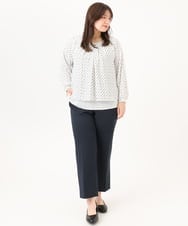 OLLLD16139 eur3(エウルキューブ) 【WEB先行販売】【大きいサイズ/11号サイズあり/洗える/セットアップ対応】カットジョーゼットセンタープレスパンツ ネイビー