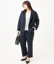 OLLLD16139 eur3(エウルキューブ) 【WEB先行販売】【大きいサイズ/11号サイズあり/洗える/セットアップ対応】カットジョーゼットセンタープレスパンツ ネイビー