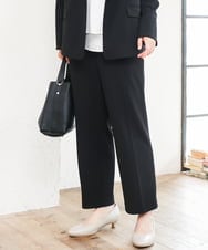 OLLLD16139 eur3(エウルキューブ) 【WEB先行販売】【大きいサイズ/11号サイズあり/洗える/セットアップ対応】カットジョーゼットセンタープレスパンツ ブラック