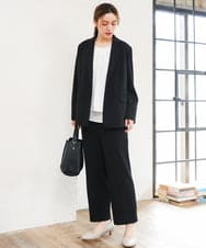 OLLLD16139 eur3(エウルキューブ) 【WEB先行販売】【大きいサイズ/11号サイズあり/洗える/セットアップ対応】カットジョーゼットセンタープレスパンツ ブラック