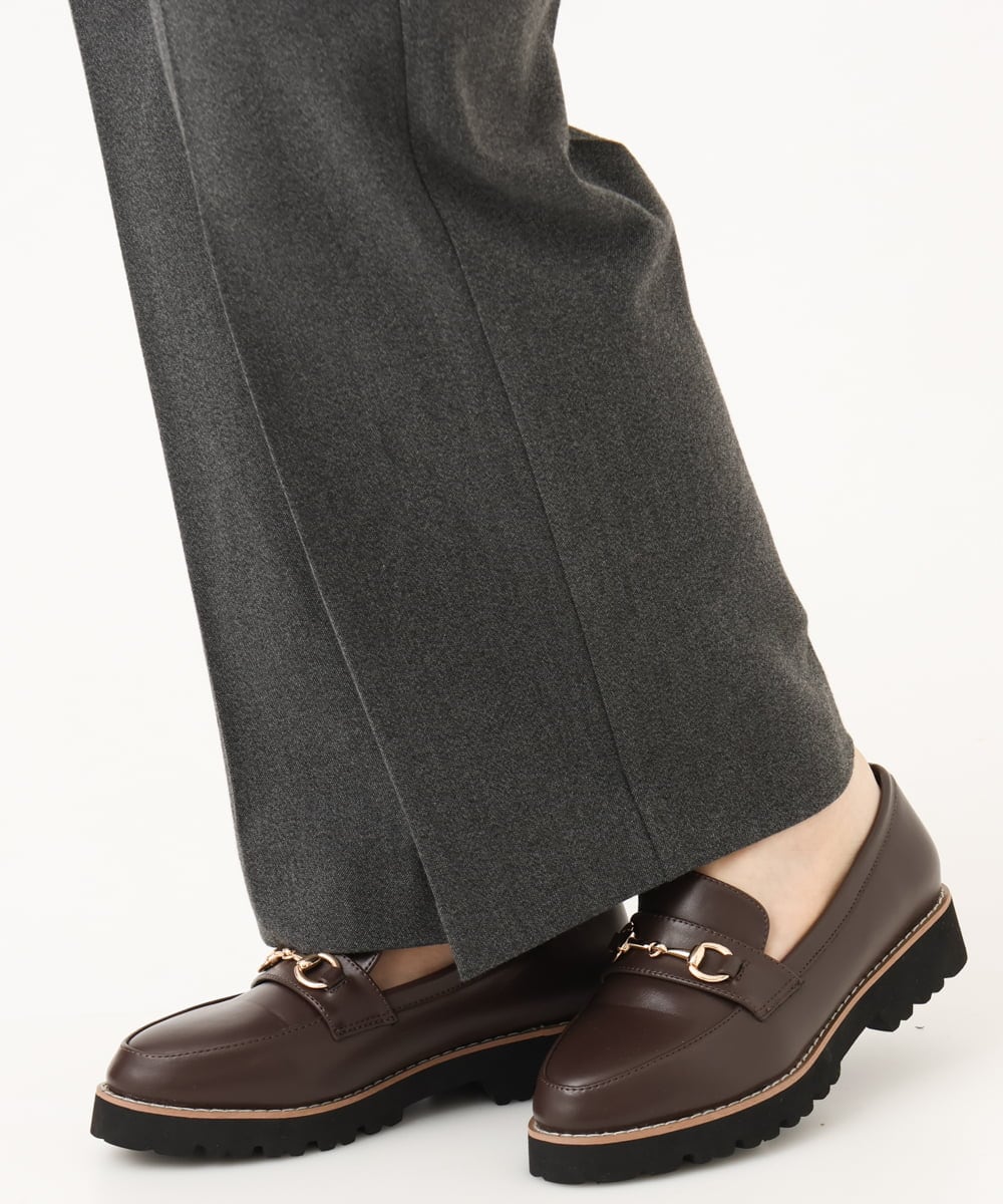 OLLLD17099 eur3(エウルキューブ) 【大きいサイズ/裏起毛】センタープレスストレートパンツ ダークグレー
