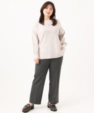 OLLLD17099 eur3(エウルキューブ) 【大きいサイズ/裏起毛】センタープレスストレートパンツ ダークグレー