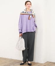 OLLLD17099 eur3(エウルキューブ) 【大きいサイズ/裏起毛】センタープレスストレートパンツ ダークグレー