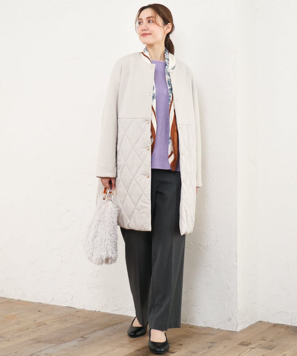 OLLLD17099 eur3(エウルキューブ) 【大きいサイズ/裏起毛】センタープレスストレートパンツ ダークグレー