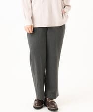 OLLLD17099 eur3(エウルキューブ) 【大きいサイズ/裏起毛】センタープレスストレートパンツ ダークグレー