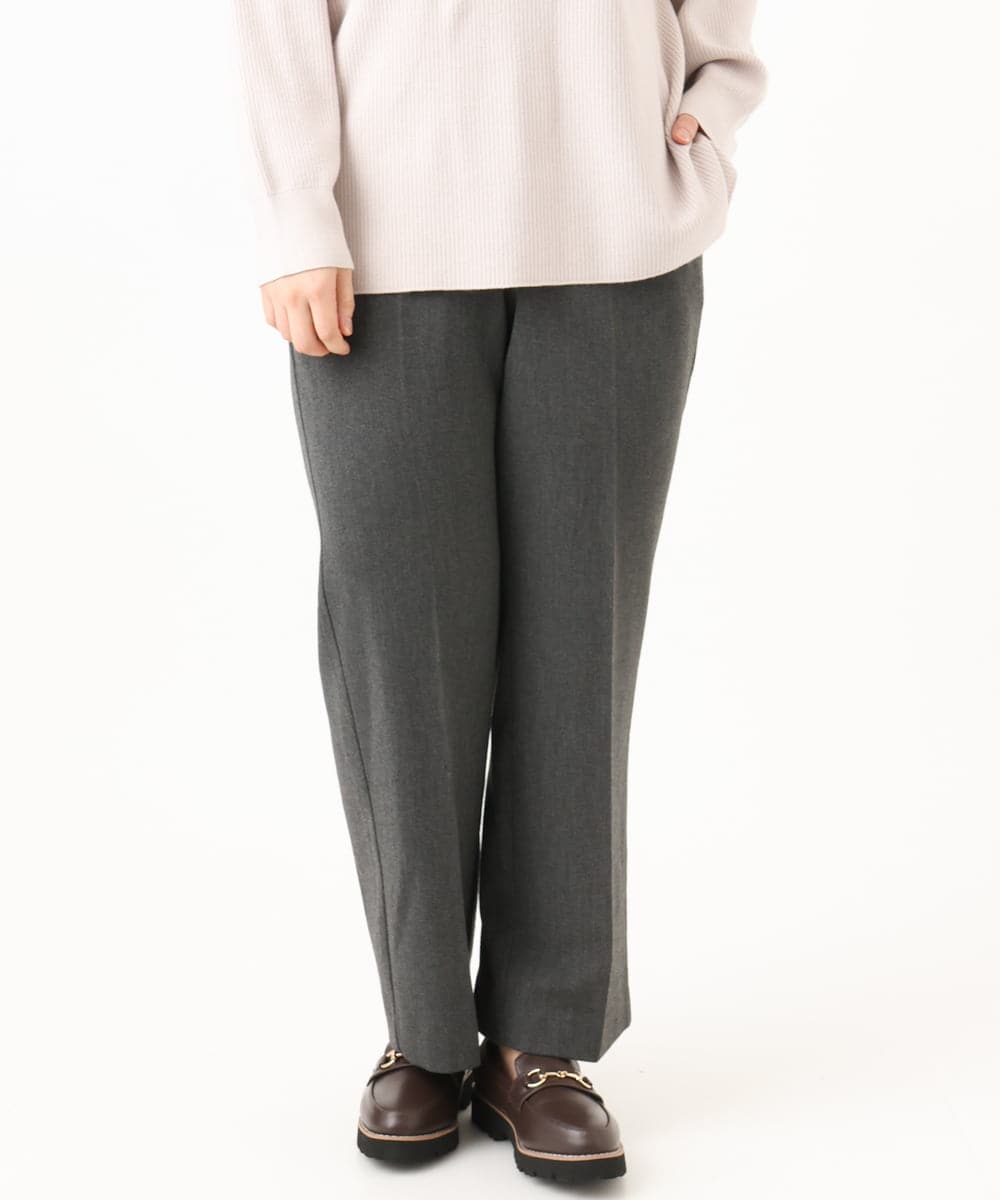 OLLLD17099 eur3(エウルキューブ) 【大きいサイズ/裏起毛】センタープレスストレートパンツ ダークグレー