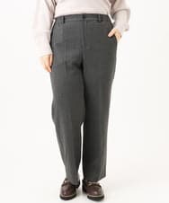 OLLLD17099 eur3(エウルキューブ) 【大きいサイズ/裏起毛】センタープレスストレートパンツ ダークグレー