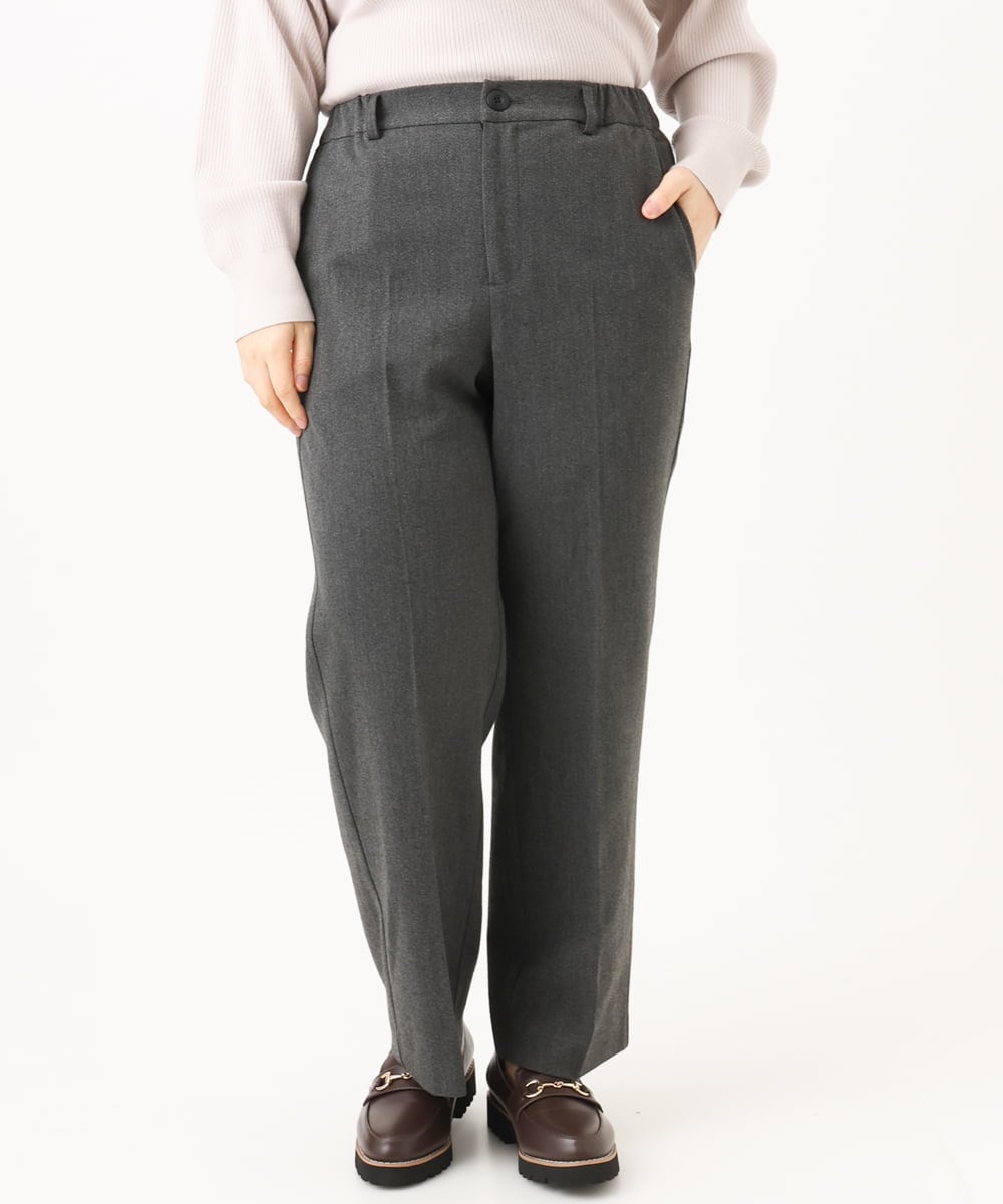 OLLLD17099 eur3(エウルキューブ) 【大きいサイズ/裏起毛】センタープレスストレートパンツ ダークグレー