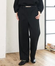 OLLLD17099 eur3(エウルキューブ) 【大きいサイズ/裏起毛】センタープレスストレートパンツ ブラック