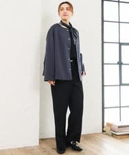 OLLLD17099 eur3(エウルキューブ) 【大きいサイズ/裏起毛】センタープレスストレートパンツ ブラック