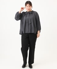 OLLLD17099 eur3(エウルキューブ) 【大きいサイズ/裏起毛】センタープレスストレートパンツ ブラック