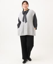 OLLLD17099 eur3(エウルキューブ) 【大きいサイズ/裏起毛】センタープレスストレートパンツ ブラック