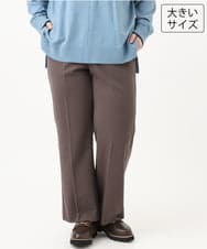 OLLLD19099 eur3(エウルキューブ) 【大きいサイズ/ 裏起毛】センタープレスチェック柄ストレートパンツ アイボリーブラック
