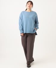 OLLLD19099 eur3(エウルキューブ) 【大きいサイズ/ 裏起毛】センタープレスチェック柄ストレートパンツ アイボリーブラック