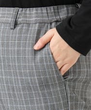 OLLLD19099 eur3(エウルキューブ) 【大きいサイズ/ 裏起毛】センタープレスチェック柄ストレートパンツ グレー