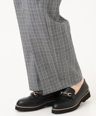 OLLLD19099 eur3(エウルキューブ) 【大きいサイズ/ 裏起毛】センタープレスチェック柄ストレートパンツ グレー