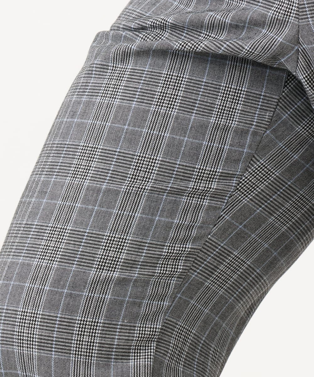 OLLLD19099 eur3(エウルキューブ) 【大きいサイズ/ 裏起毛】センタープレスチェック柄ストレートパンツ グレー