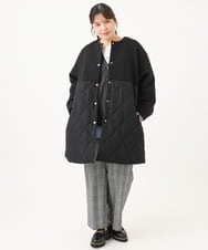 OLLLD19099 eur3(エウルキューブ) 【大きいサイズ/ 裏起毛】センタープレスチェック柄ストレートパンツ グレー