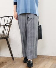 OLLLD19099 eur3(エウルキューブ) 【大きいサイズ/ 裏起毛】センタープレスチェック柄ストレートパンツ グレー