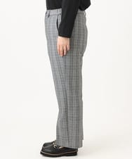 OLLLD19099 eur3(エウルキューブ) 【大きいサイズ/ 裏起毛】センタープレスチェック柄ストレートパンツ グレー