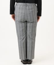 OLLLD19099 eur3(エウルキューブ) 【大きいサイズ/ 裏起毛】センタープレスチェック柄ストレートパンツ グレー
