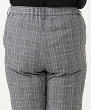 OLLLD19099 eur3(エウルキューブ) 【大きいサイズ/ 裏起毛】センタープレスチェック柄ストレートパンツ グレー