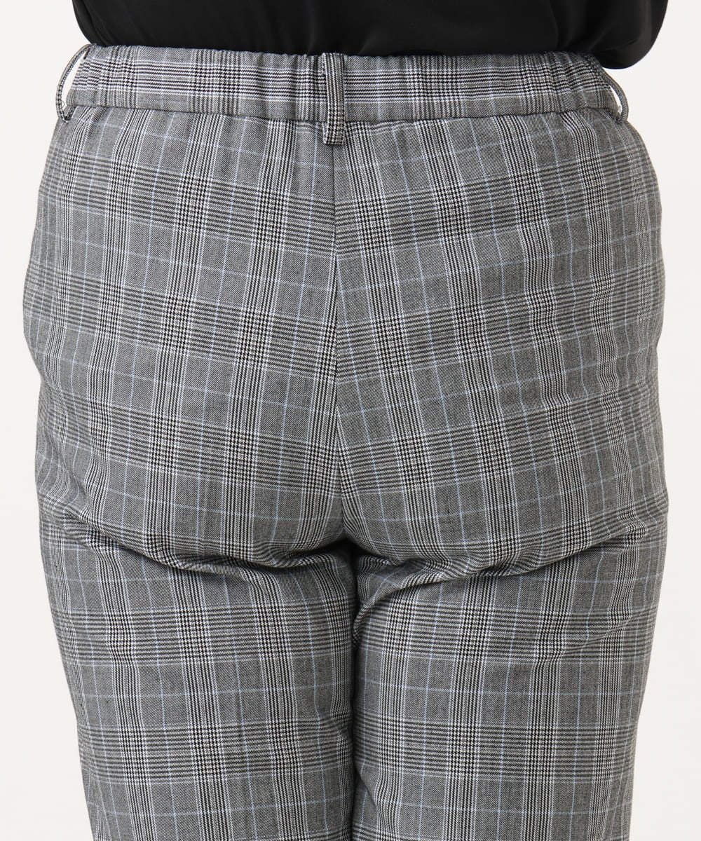 OLLLD19099 eur3(エウルキューブ) 【大きいサイズ/ 裏起毛】センタープレスチェック柄ストレートパンツ グレー