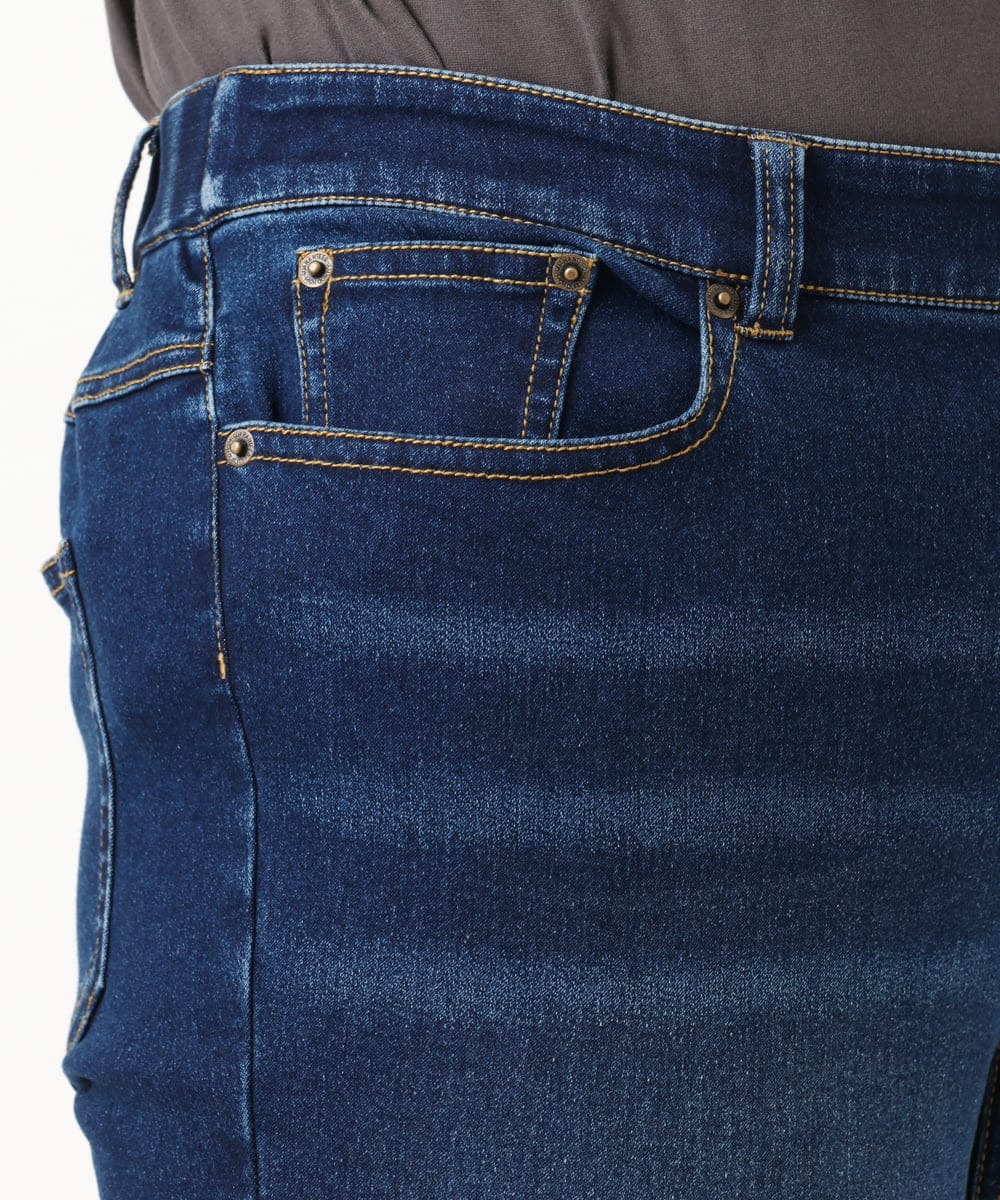 OLLLD21099 eur3(エウルキューブ) 【WEB先行販売】【大きいサイズ/裏起毛】ゆるフィットデニム ネイビー