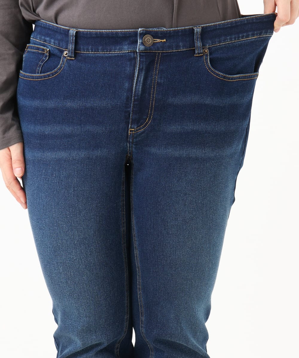 OLLLD21099 eur3(エウルキューブ) 【WEB先行販売】【大きいサイズ/裏起毛】ゆるフィットデニム ネイビー