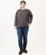 OLLLD21099 eur3(エウルキューブ) 【WEB先行販売】【大きいサイズ/裏起毛】ゆるフィットデニム ネイビー