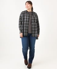 OLLLD21099 eur3(エウルキューブ) 【WEB先行販売】【大きいサイズ/裏起毛】ゆるフィットデニム ネイビー